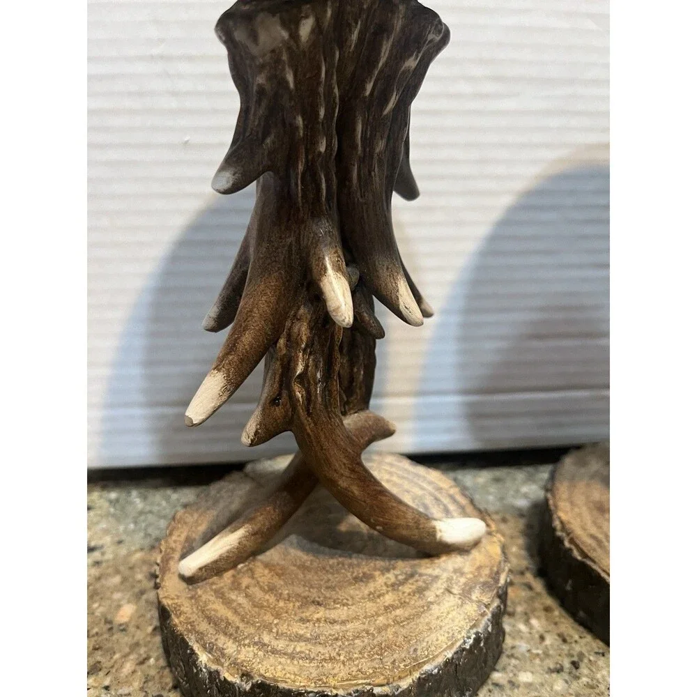 Set Of 2 Antler Candle Holders